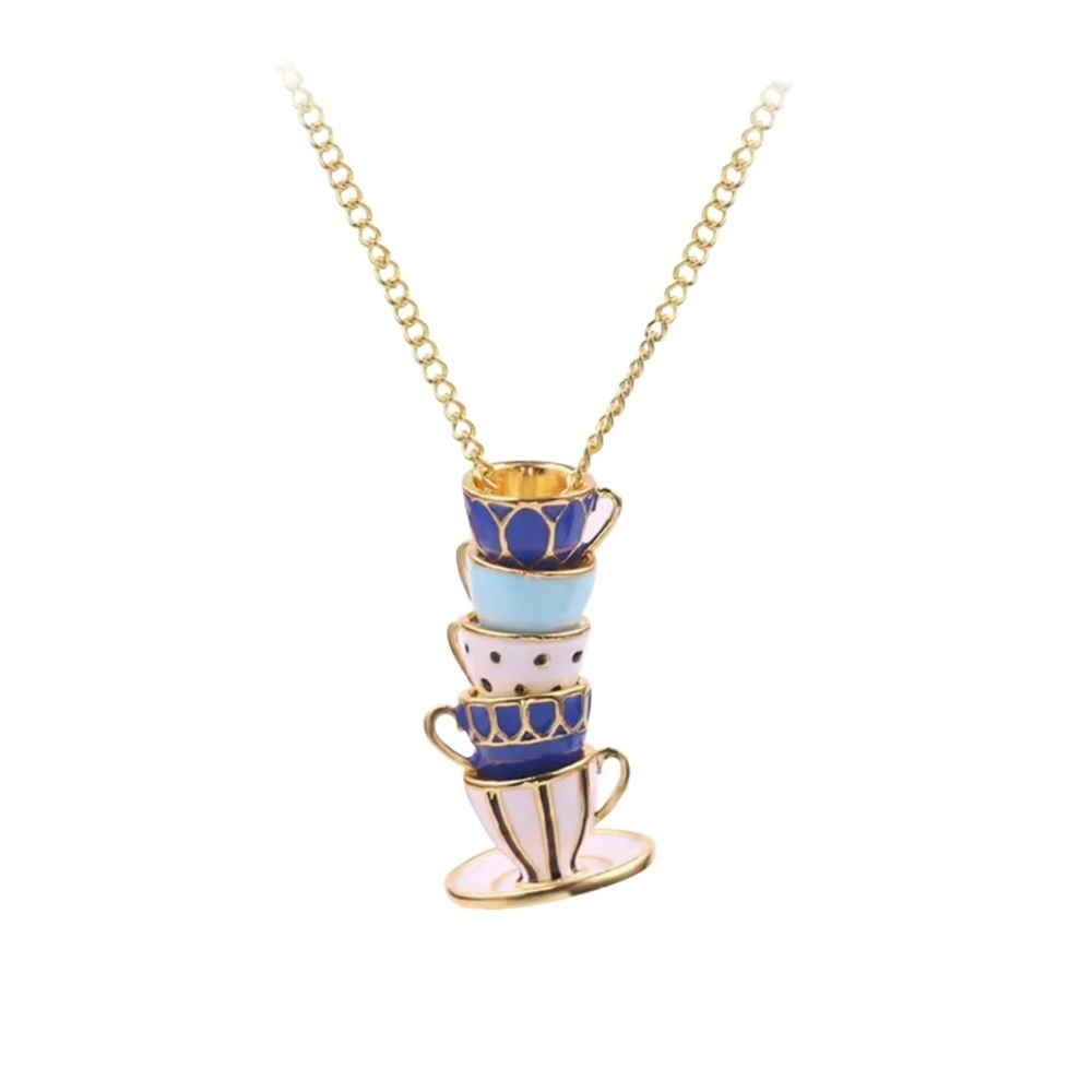 Stacked Teacup Pendant Necklace